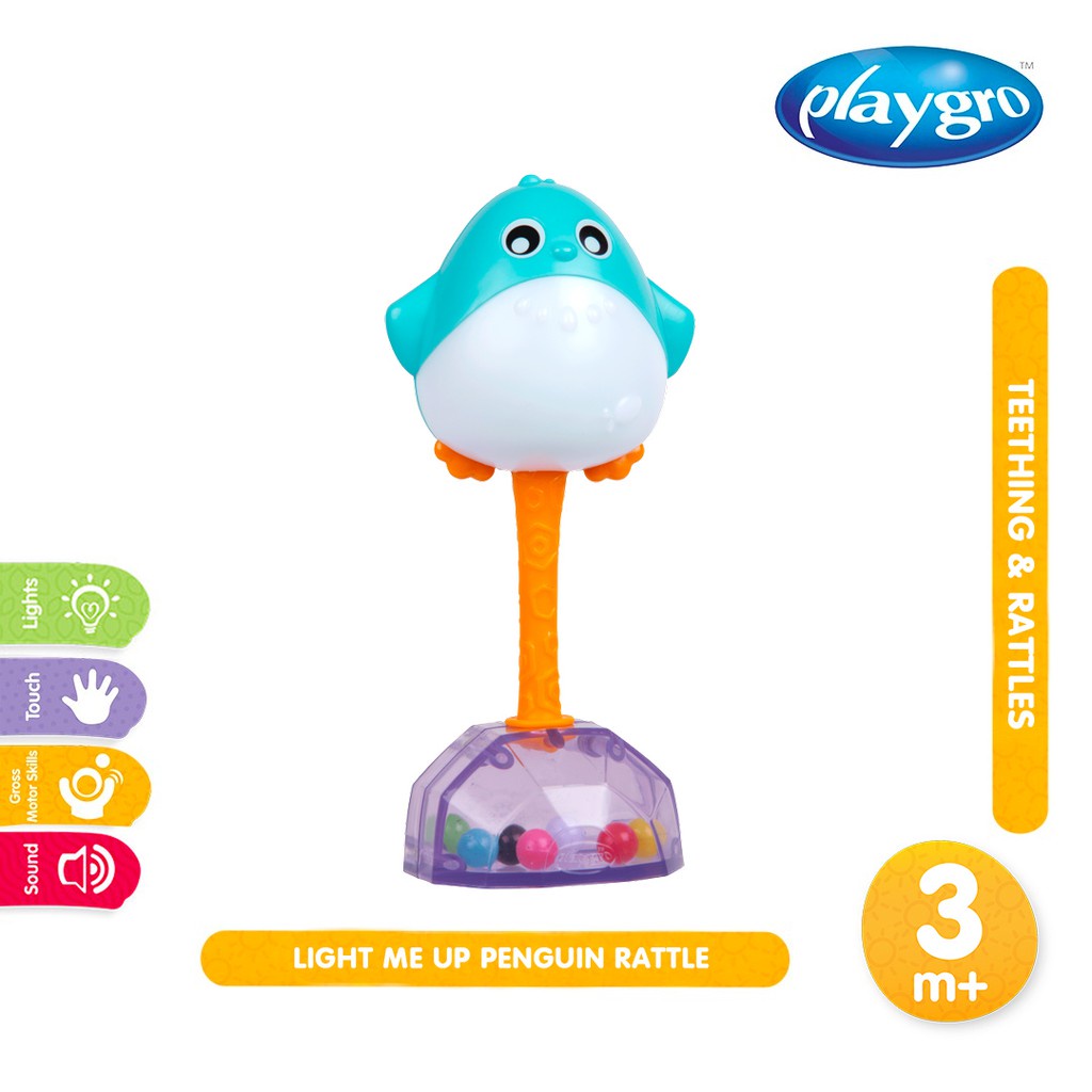 Playgro Baby Light Me Up Penguin Rattle - Mainan Gigit Anak Bayi Balita 3m+