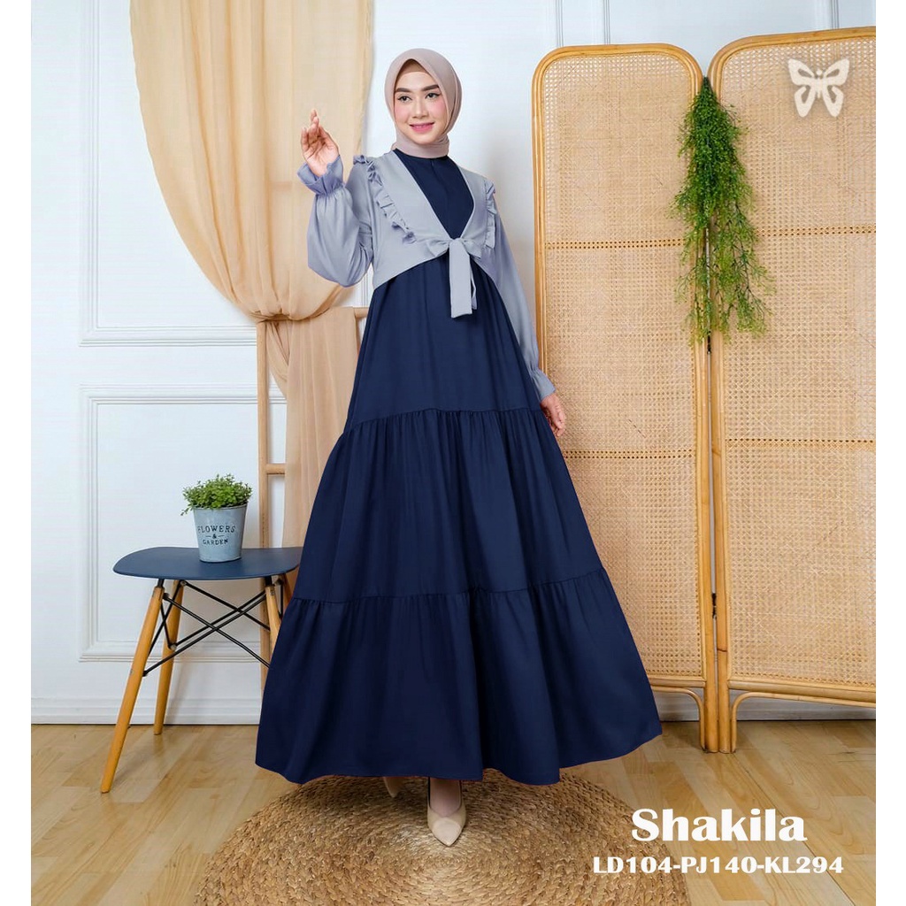 HOPYLOVY -  Maxi Dress Wanita Terbaru Kombinasi Cardi Rempel Shakila