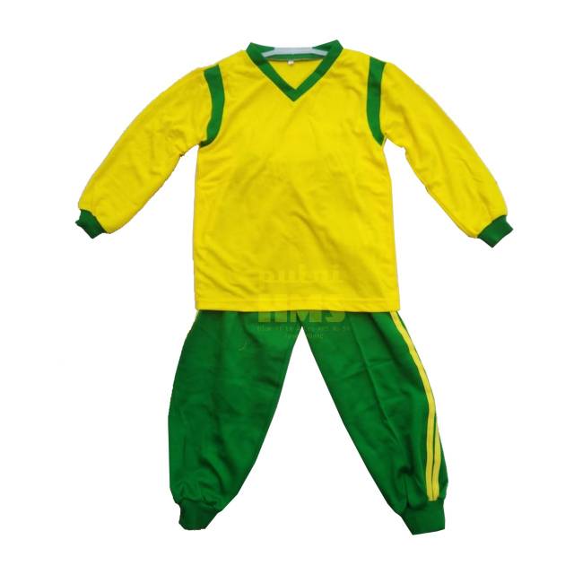 Seragam olahraga PAUD TK kuning kenari - hijau fuji