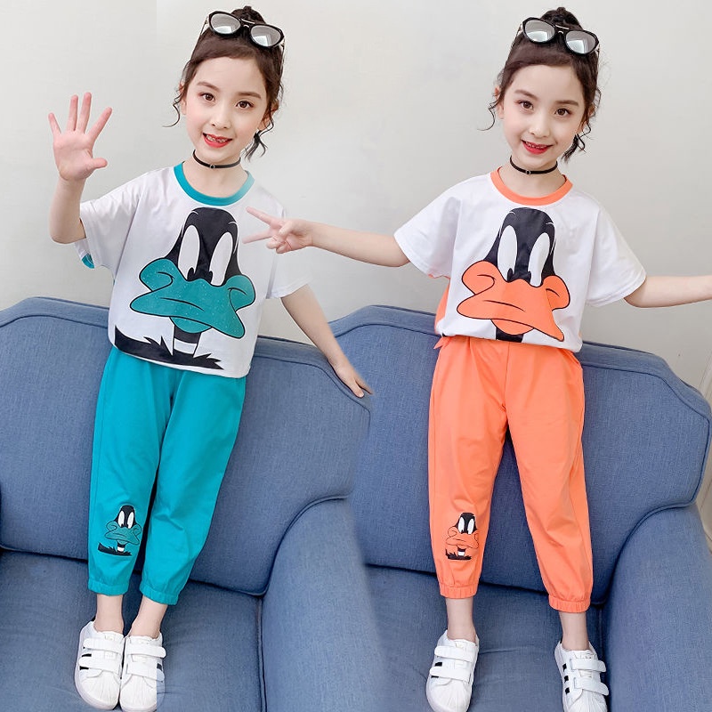 Setelan Anak Perempuan Motif Duck Baju Anak Import Usia 3-10 thn