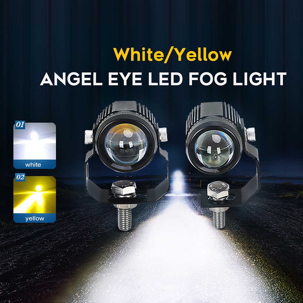 Moto Vajra  Lampu Proyektor mini Tambahan Super Terang Mobil Motor Low kuning Hi Putih 2x30 watt 2x4000 Lumens isi 2 PCS