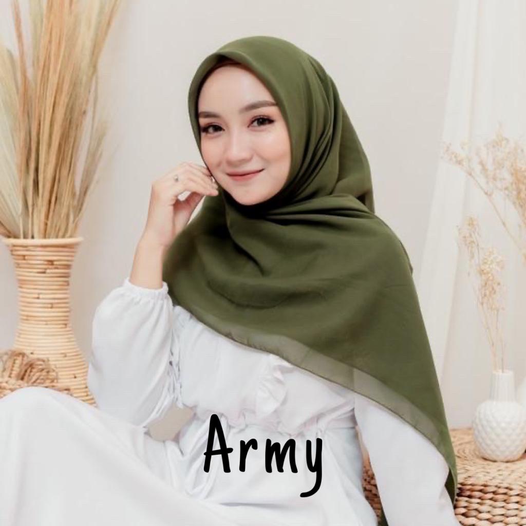 Hijab Segi Empat Bella Square Jilbab Maula Kerudung Bela Square Bahan Polycotton Premium Part 2-Bella Army
