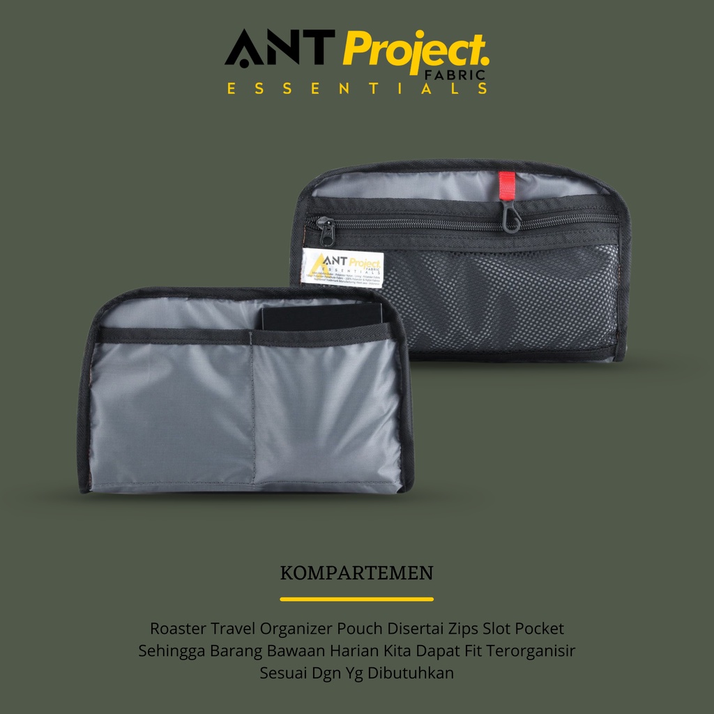 ANT PROJECT - Pouch Roaster Travel Organizer - Doppkit - Yellow Dark - Clucth