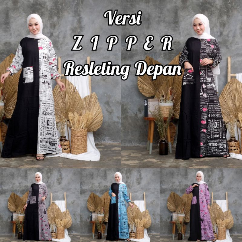 PROMO BISA COD HOMEDRESS GAMIS KORAN LIPSTICK ZIPPER BUSUI FASHION WANITA REMAJA SYAR'I TERBARU VIRA
