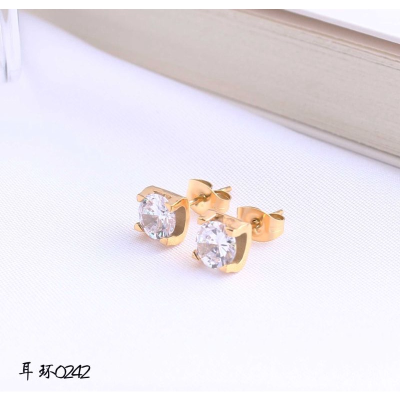 Anting titanium permata perhiasan fashion 0242