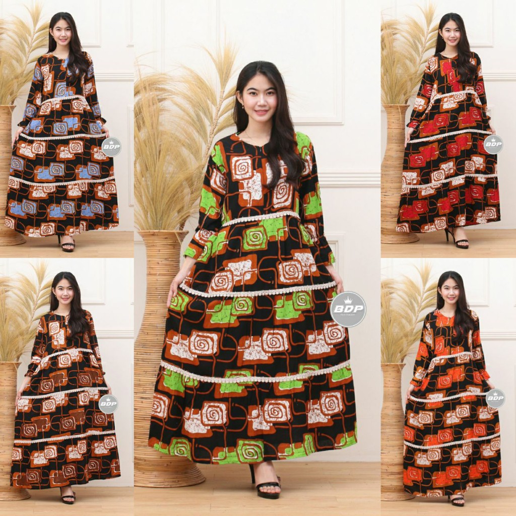 GAMIS SUSUN JUMBO RAYON SUPER ADEM | MOTIF MAWAR KOTAK WARNA MERAH COKLAT ORANGE HIJAU BIRU