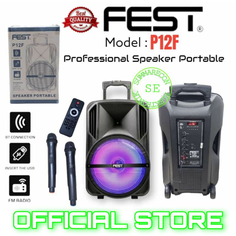 speaker portable 12 inch original fest 12f speaker karaoke bluetooth usb mp3