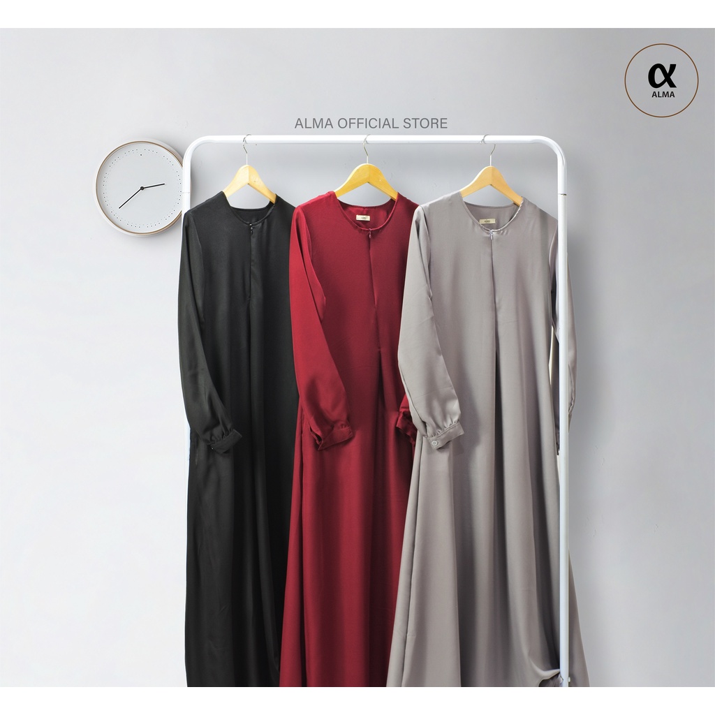 Gamis Polos Syakila Tangan Kancing Simple Size S M L XL XXL Dress Polos Jumbo BIg Size