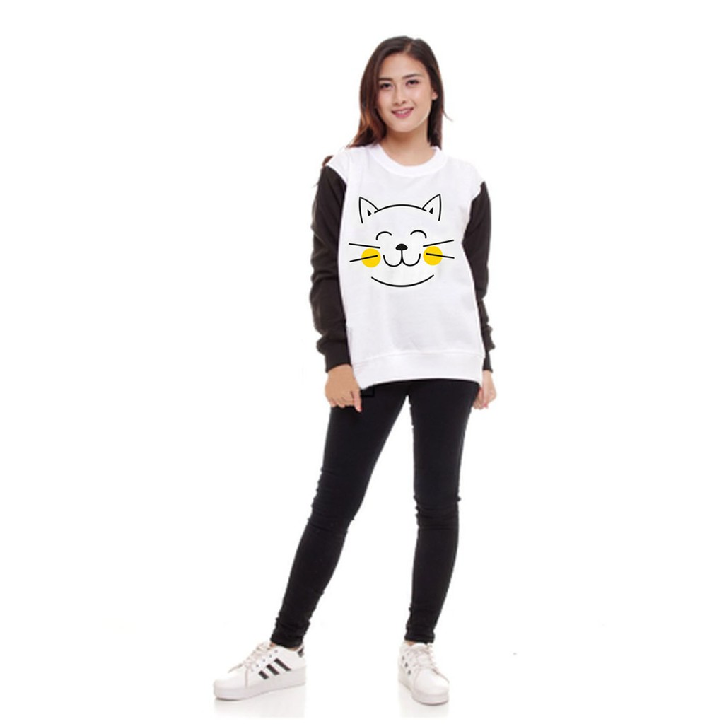 Bess - Sweater Murah RoundHand!!! Sweater ROUNDHAND CAT SMILE