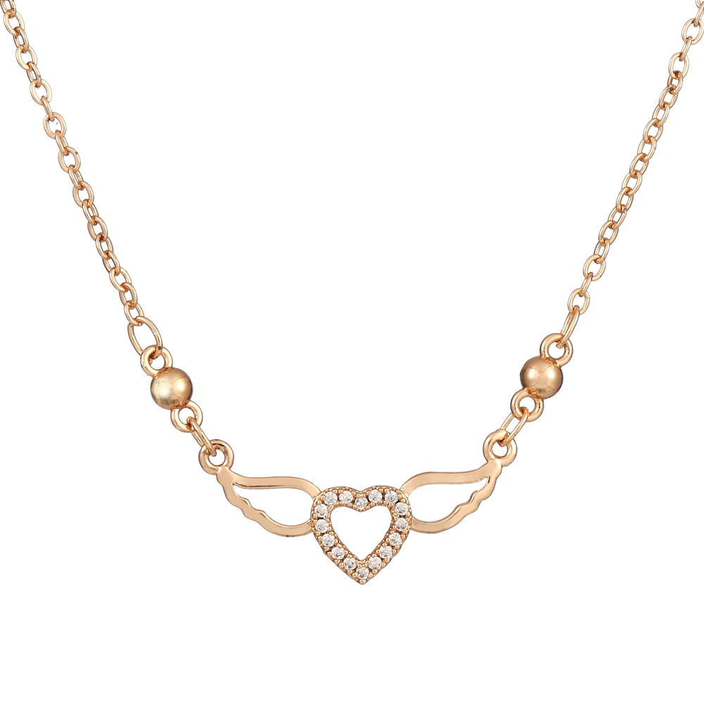 ✨COD✅Kalung Wanita Titanium Anti Karat Lapis Emas Huruf Cinta Liontin Berlian Aksesoris Fashion Chain Link Necklace D066