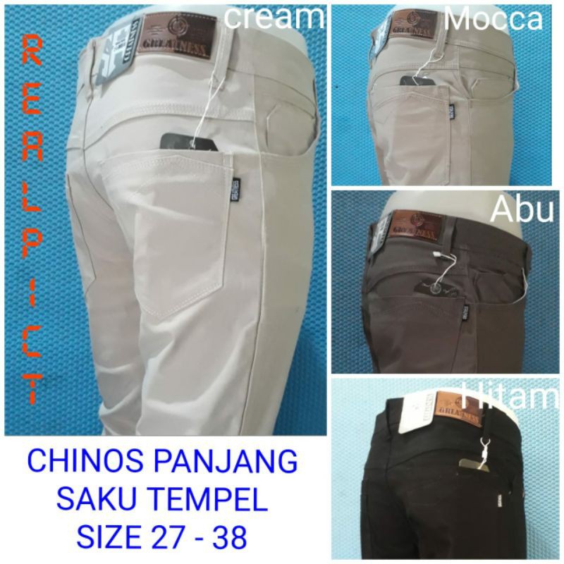 Celana Panjang Chino Pria Saku Tempel 27 38 / Celana Chino panjang Pria / Celana Model Jeans / Celan