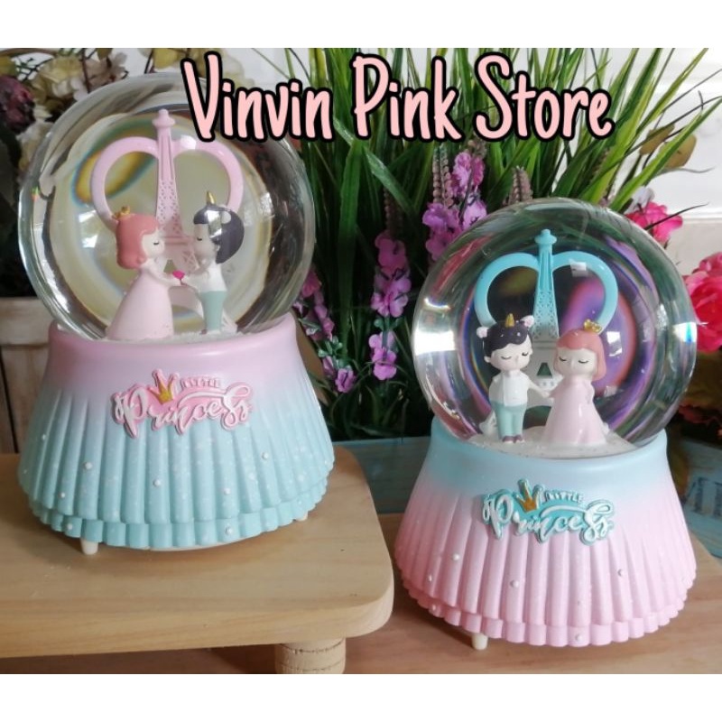 snowball musik couple/ snow globe/ Bola air salju otomatis kotak musik / bola air kristal / music bo