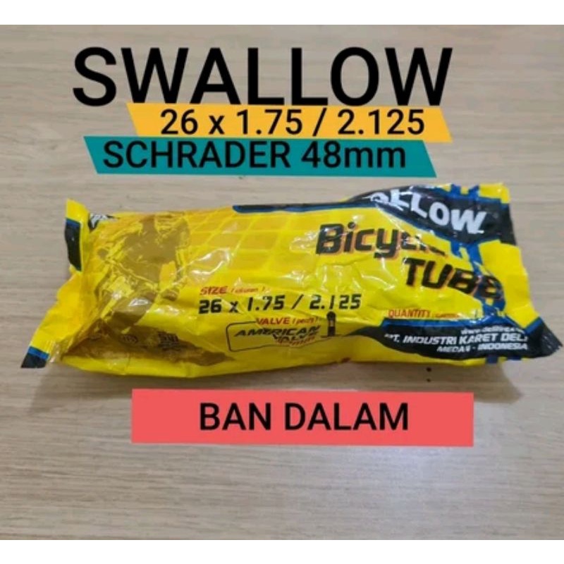 Ban Dalam Size 26 x 1.75 - 2.125 Ukuran Sepeda Tube Swallow MTB Dop Pentil Panjang Schrader Motor 48mm 48 mm Sepeda mtb federal gunung city bike