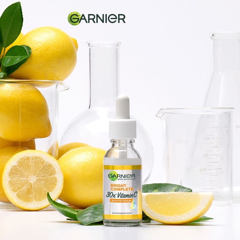 Garnier Bright Complete Vitamin C 30x Booster Serum 30ml Skincare - Cepat Cerahkan Noda Hitam dan Samarkan Bekas Jerawat