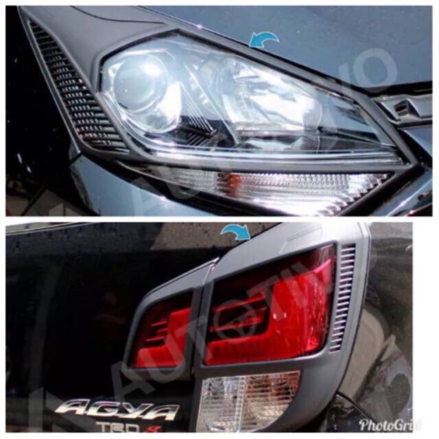 NEW AGYA 2017 2018 2019 TRD GARNISH LAMPU DEPAN BELAKANG HTAM