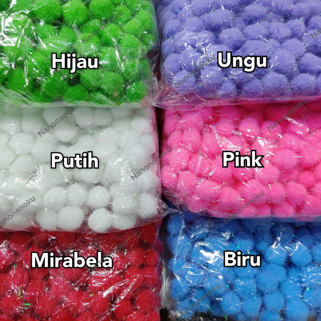 [100 pcs] Pompom KUMIS 1,5 cm Bola Bulu Craft