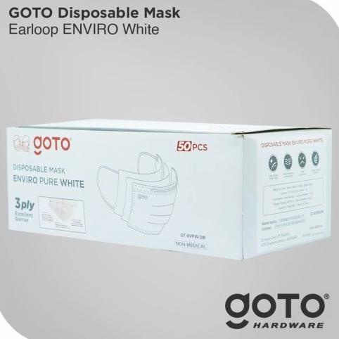 Sale Goto Enviro 50 Pcs 3Ply Facemask Masker Earloop Kesehatan - Putih
