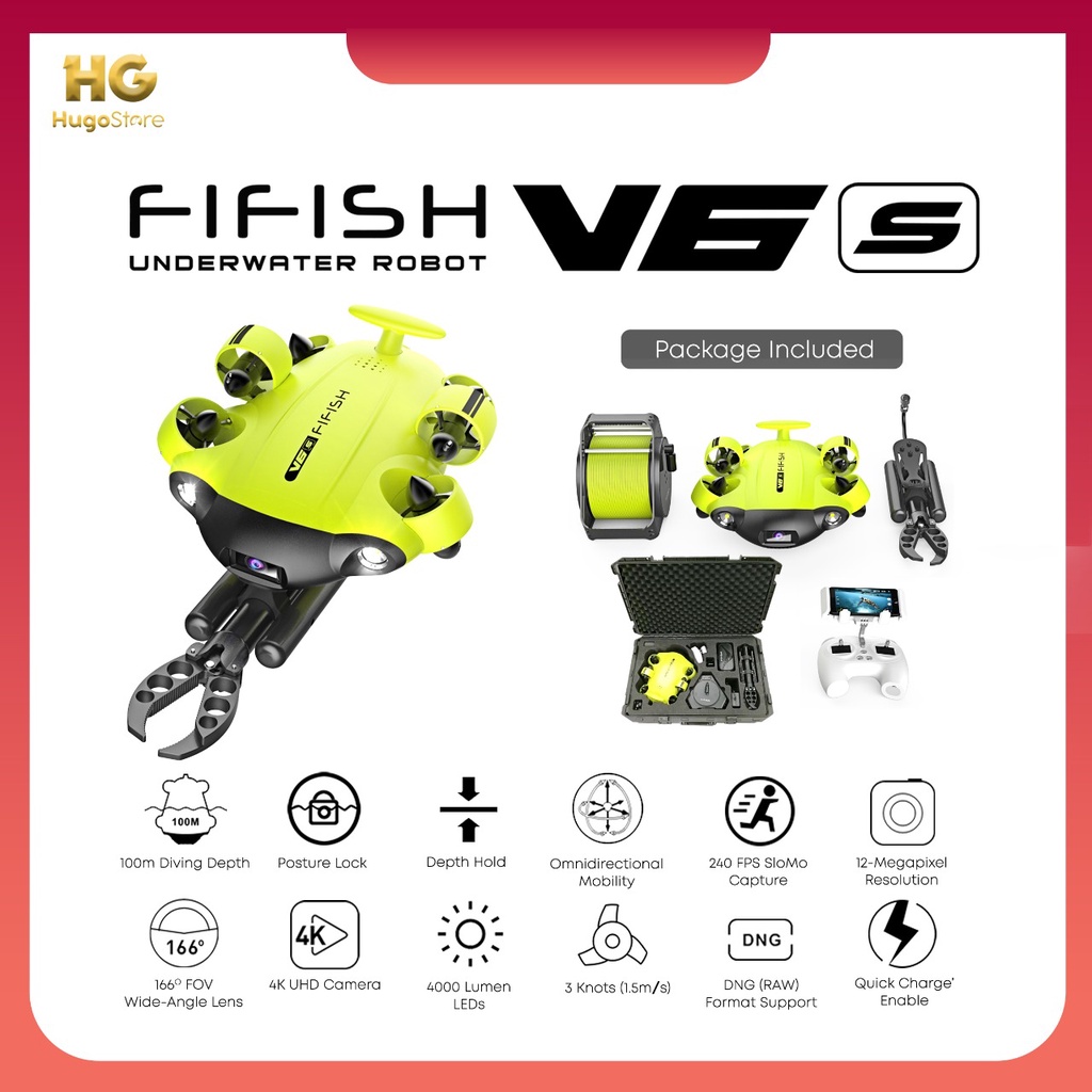 QYSEA FIFISH V6s Underwater Drone with 4K UHD Fishing Camcorder