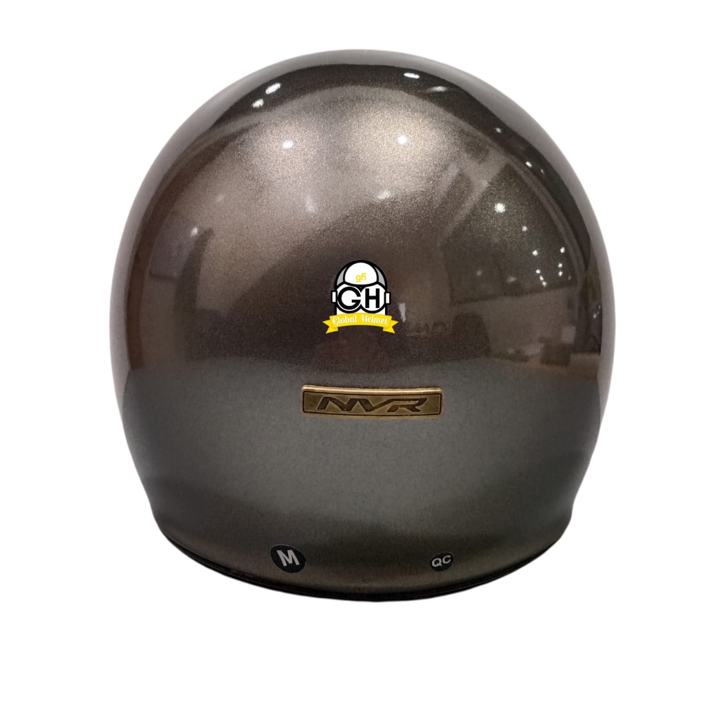 Helm Retro List Chrome Allgrey Helm Bogo Half Face SNI Free Kaca Flat