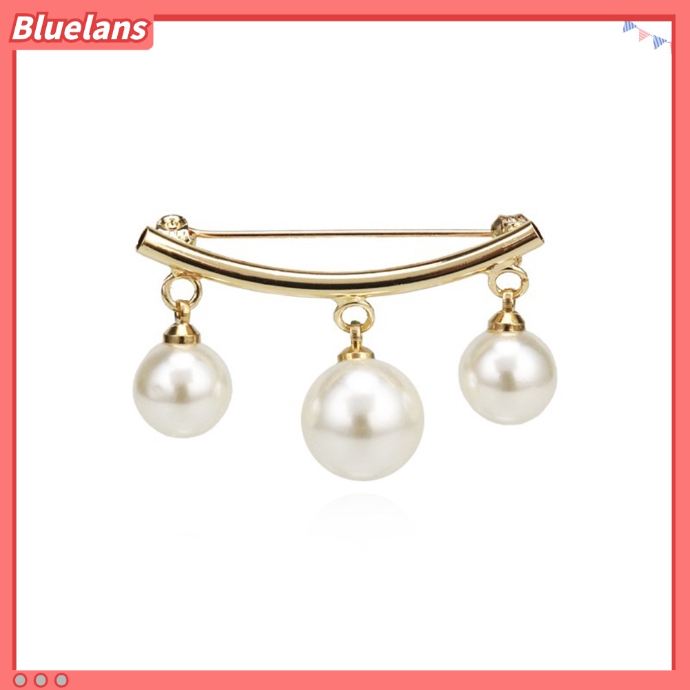 Bluelans Fashion Faux Pearl Dangle Beads Collar Lapel Brooch Pin Clothes Jewelry Decor