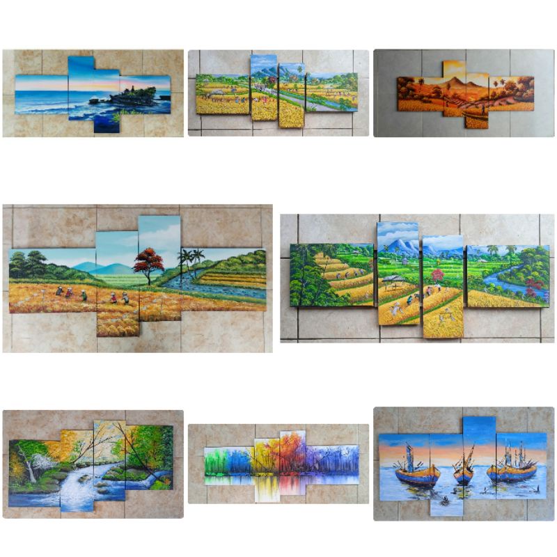Lukisan panel pemandangan alam Bali minimalis