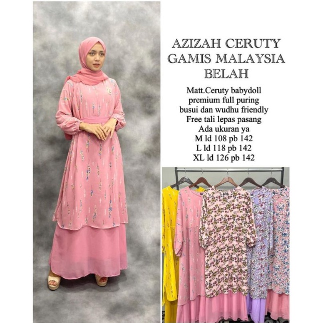 Terbaru Gamis Motif Cantik Segar Model Belah Depan Longdress Wanita Terlaris Termurah Dress Melayu S