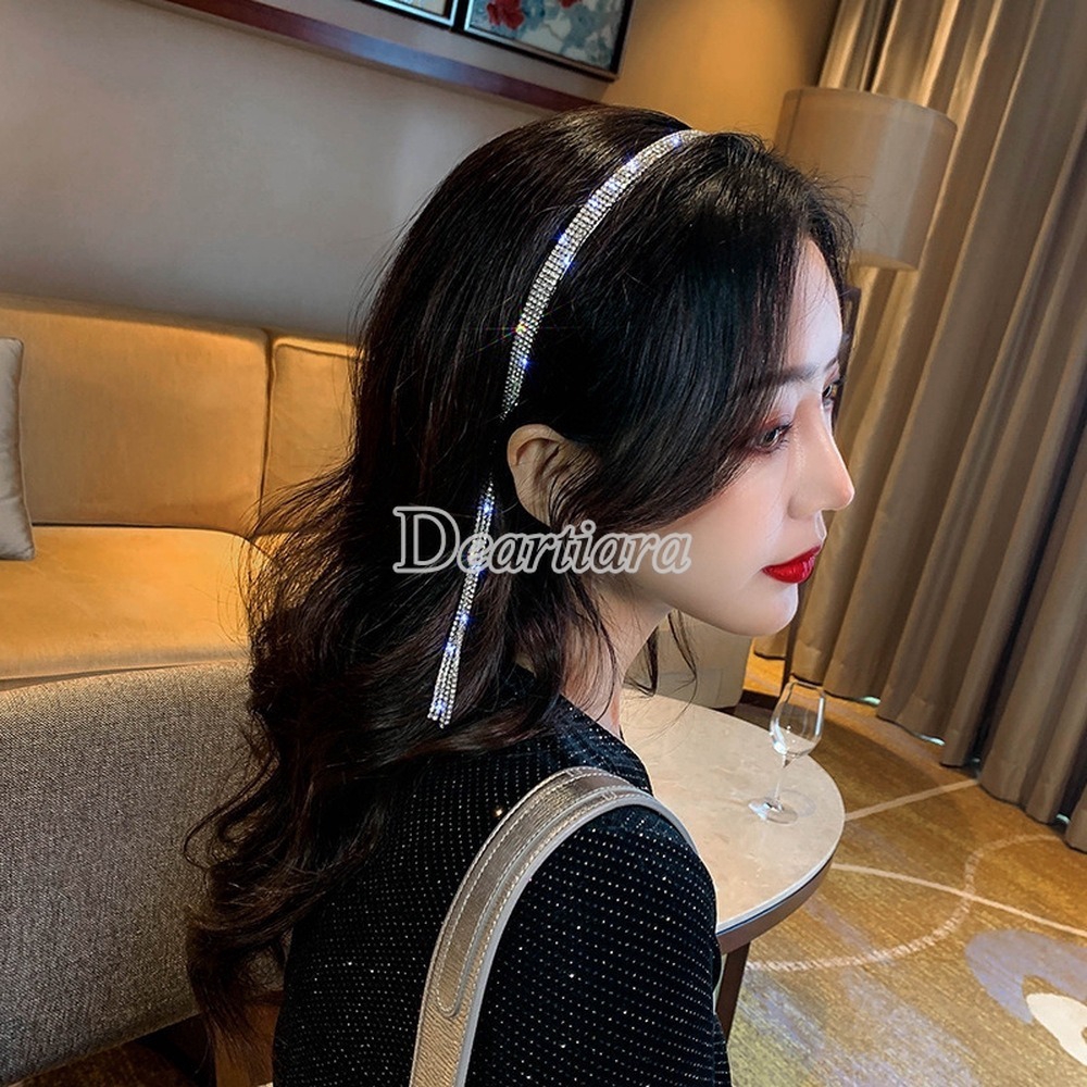 [Spot] Vintage Fashion Berlian Imitasi Rumbai Rambut Hoop Hiasan Kepala Korea Super Peri Perempuan