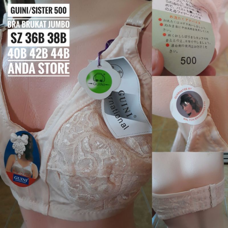 BH GUINI 500 Sister / Bra Wanita Dewasa Kancing 3 Tanpa Kawat Busa - gedabug