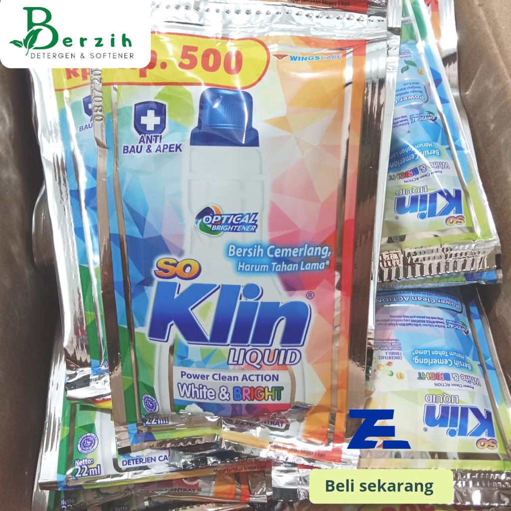 Soklin Cair So Klin Liquid Detergen White Bright 22ml Renceng isi 10+2 Sachet