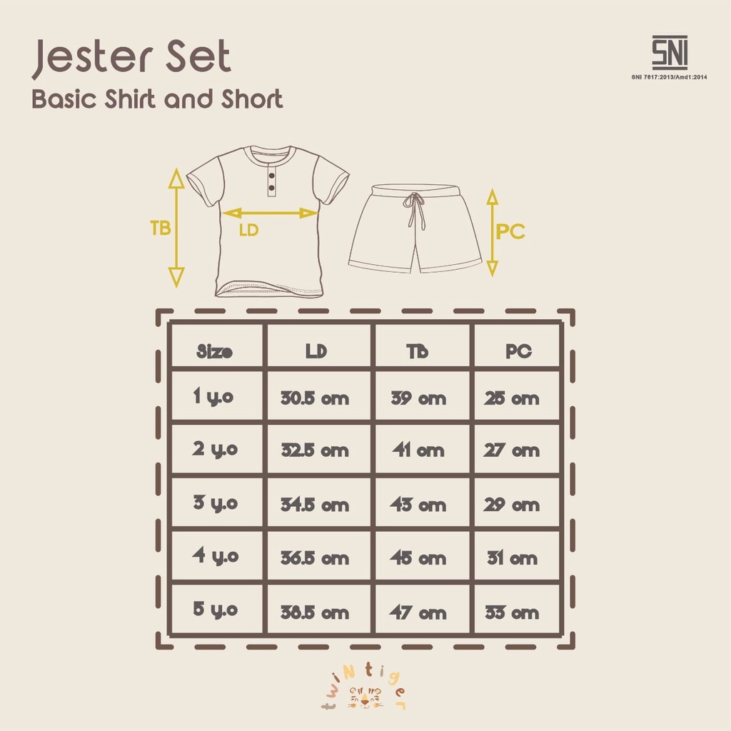 Twin Tiger Baby Jester Set Setelan Oblong Pendek Celana Pendek