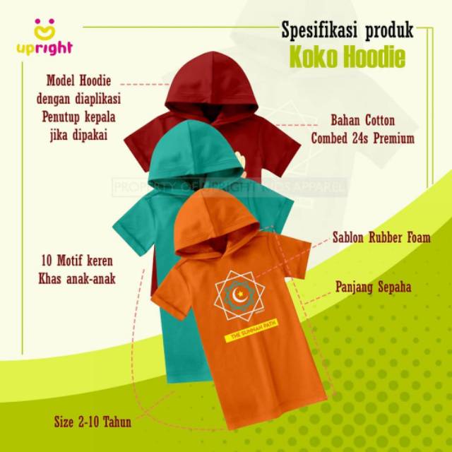 Koko hoodie upright/kaos anak/upright/kaos upright/grosir kaos/grosir kaos anak/grosir murah