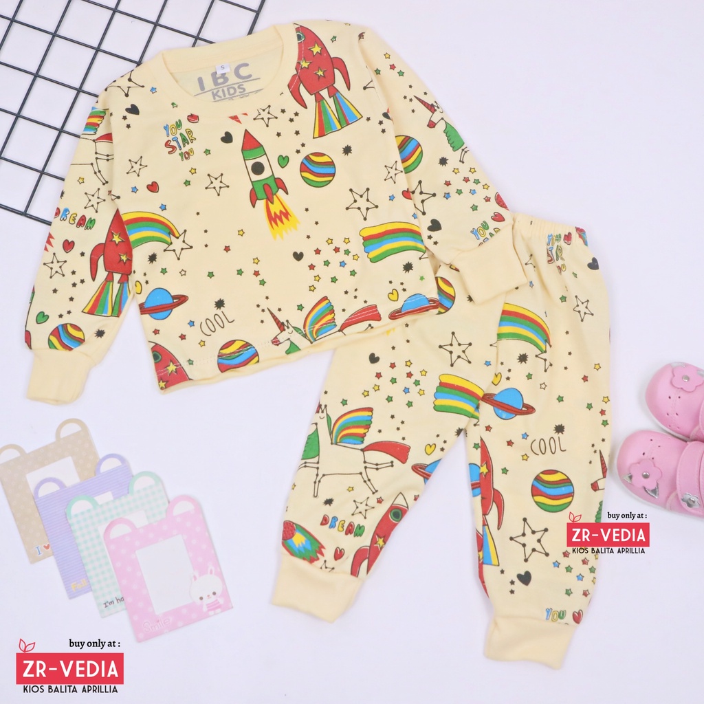 Setelan Chava uk 5-6 Tahun / Set Lengan Panjang Anak Perempuan Baju Tidur Premium Cotton Tebal