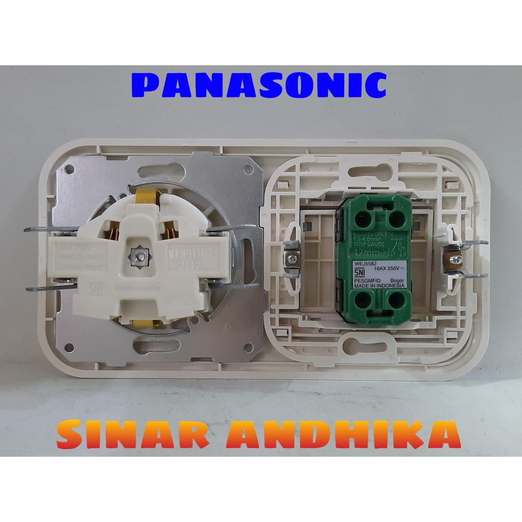 STOP KONTAK NON CP + SAKLAR ENGKEL LEBAR HOTEL INDIKATOR PANASONIC WEJP 11312-7+WEJ 5582