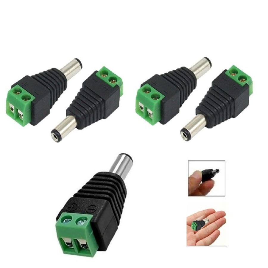 JACK DC CONNECTOR MALE - Konektor DC Male untuk kabel power Coaxial ke Kamera CCTV