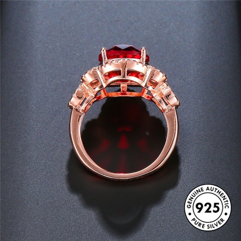 Cincin Ruby Bahan S925 Silver Warna Rose Gold