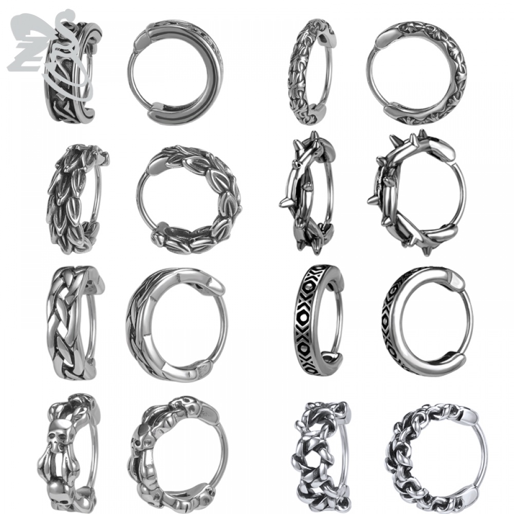 1 Pasang Anting Hoop Bentuk Lingkaran Sayap Bahan Stainless Steel Gaya Punk Rock Roll Vintage Untuk Wanita