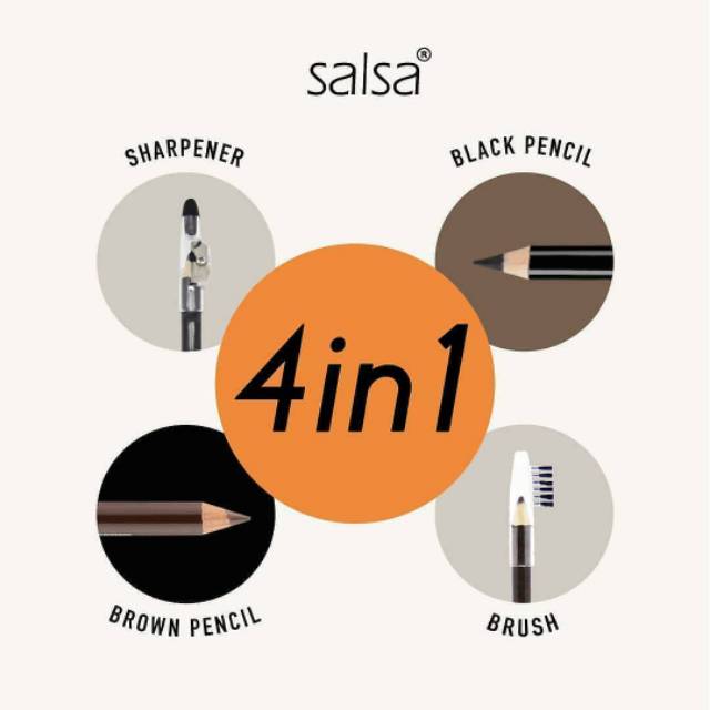 PENSIL ALIS SALSA 4IN1 (HITAM + COKLAT) EYEBROW GURU