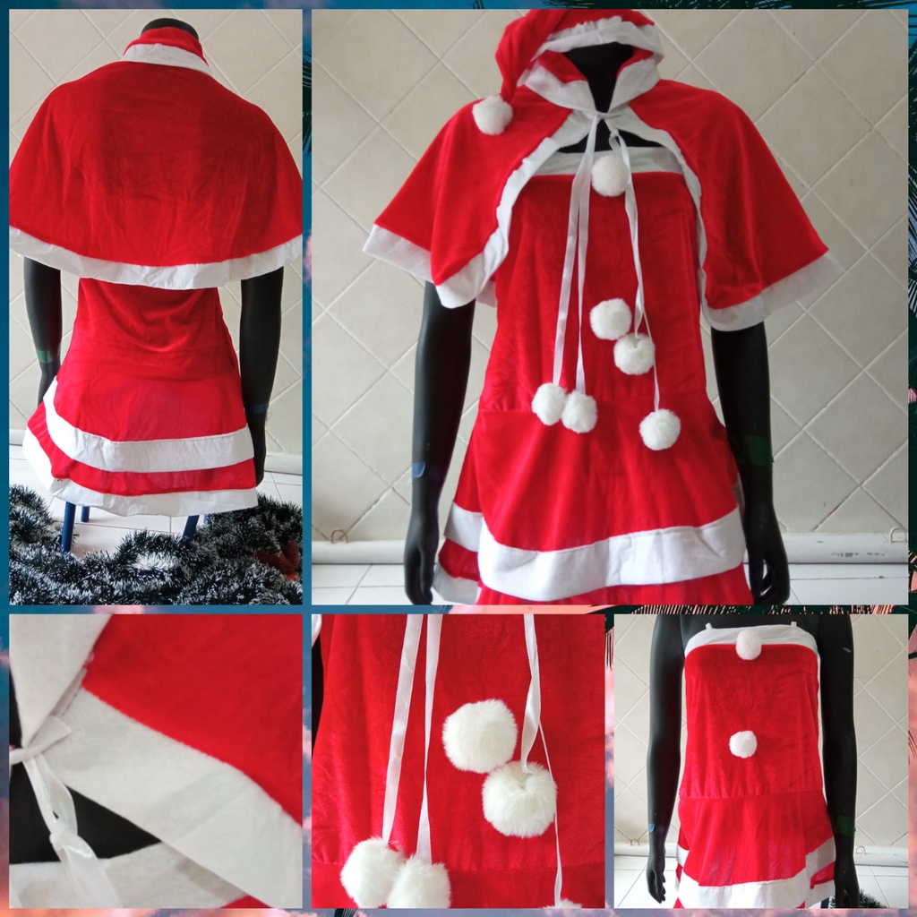 kostum dress natal santarina wanita christmas dewasa adult all size