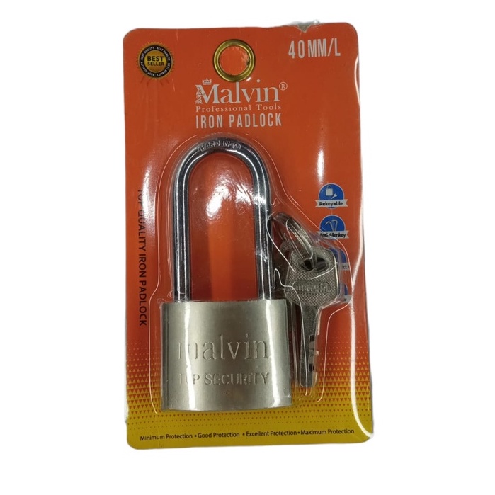 GEMBOK NEKEL PUTIH MALVIN 30 40 50 60 PENDEK PANJANG / GEMBOK PAGAR / GEMBOK KAMAR / GEMBOK ANTI MALING / GEMBOK MOTOR / GEMBOK GARASI / GEMBOK SERBAGUNA / LEHER PANJANG PENDEK
