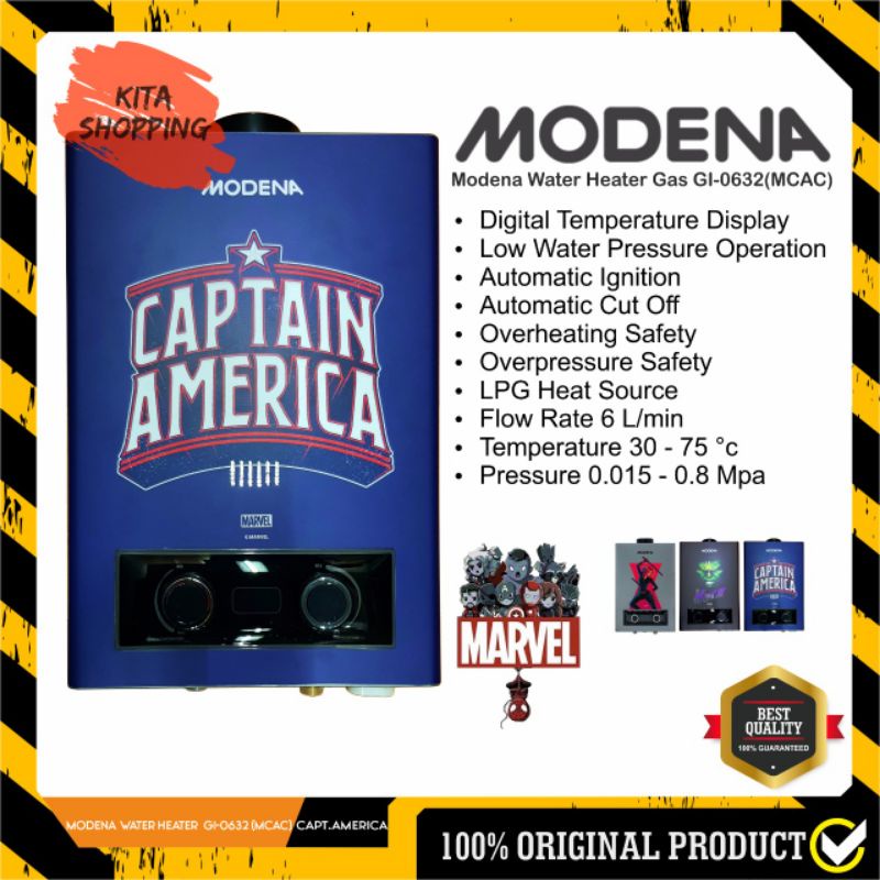 Water Heater Gas Modena GI-0632 | Pemanas air LPG GI0632 MARVEL