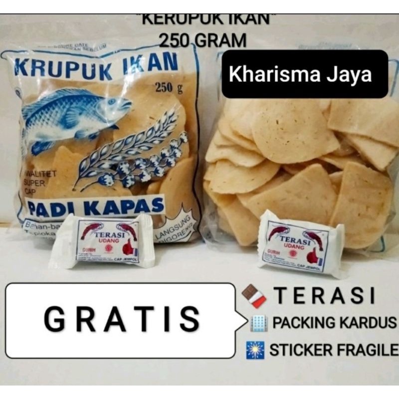 

@250GR KERUPUK IKAN SUPER KAKAP PADI KAPAS GRATIS terasi khas cirebon