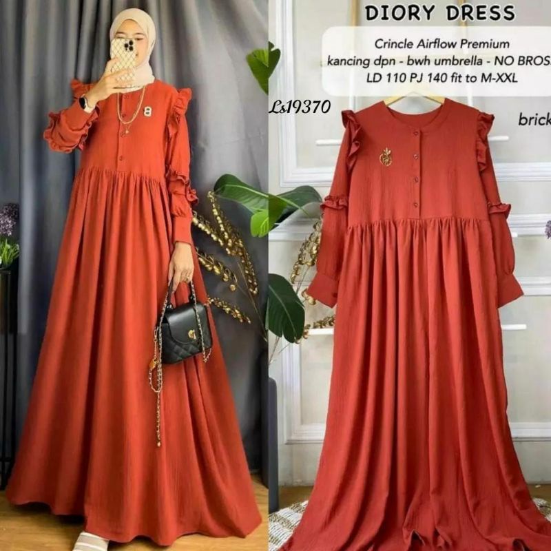 DIORY DRESS CRINCLE AIRFLOW PREMIUM // GAMIS MUSLIM // DRESS MAXY CRINCKLE PREMIUM