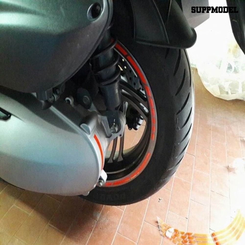 Supmodel 16pcs Stiker Strip Reflektif Untuk Dekorasi Velg Sepeda Motor Mobil