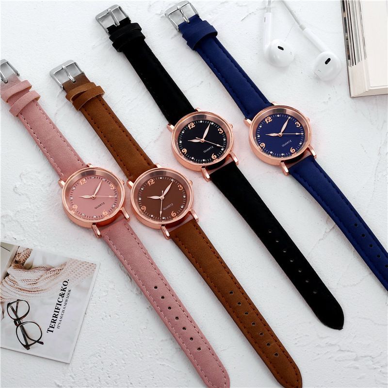 (BAYAR DI TEMPAT) Jam Tangan Wanita Strap Kulit Fashion Import Korea Kekinian Murah Quartz JT38B