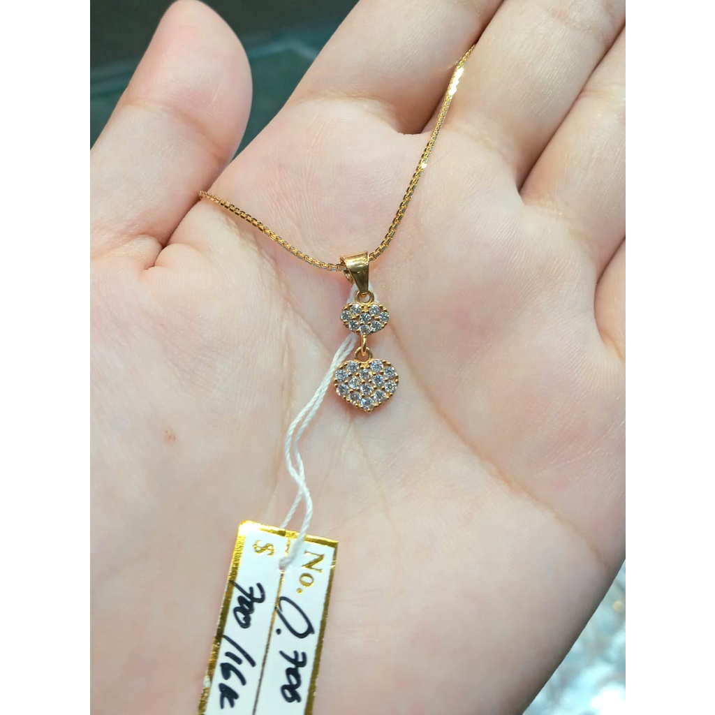 Liontin Pendant Emas Heart Zircon Kadar 70% 0.7 Gram (Tanpa Kalung)