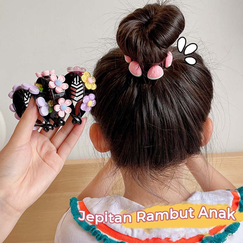 Jepit Rambut Anak Perempuan Korea Motif Strawberry Jedai Ponytail Fashion Akseosoris Kekinian AK240