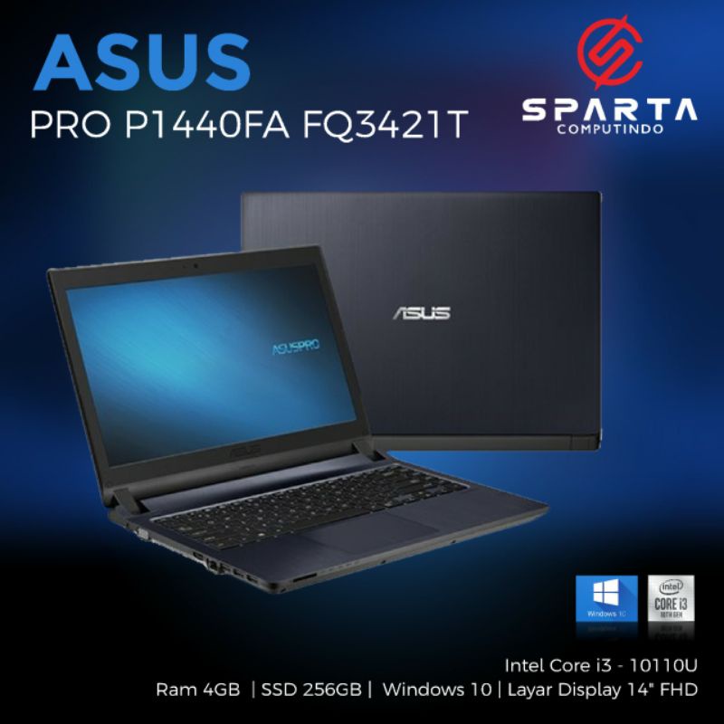 Laptop Asus Pro P1440FA FQ3421T Core i3 Gen 10 Ram 4 GB SSD 256 GB Layar 14 in Bergaransi Murah