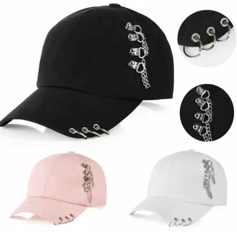 Topi Pria Ring Anting Rantai korea Kpop/topi ring BTS Remaja keninan TERBARU/Realpict