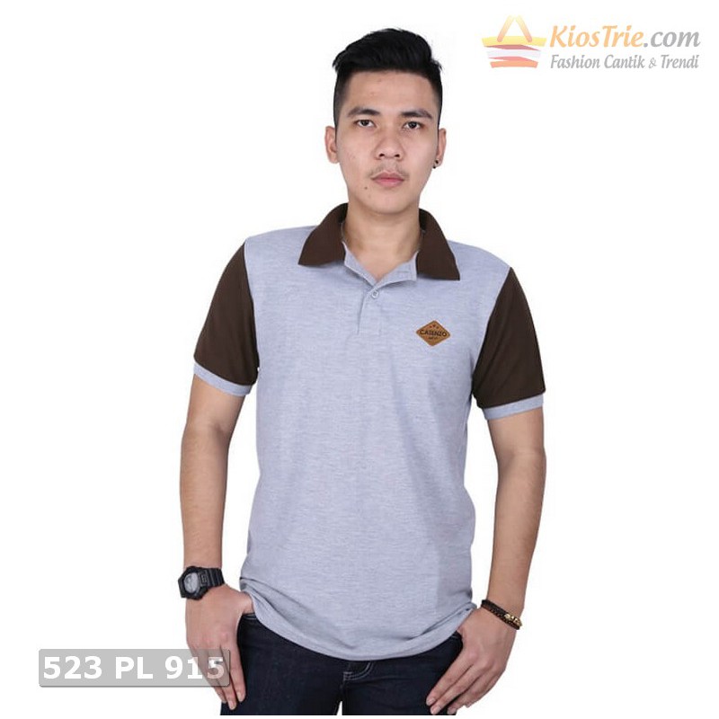 Kaos Distro / Polo Shirt Pria | Bahan LACOSTE | Warna ABU ABU | Size S - XL | 519 LP