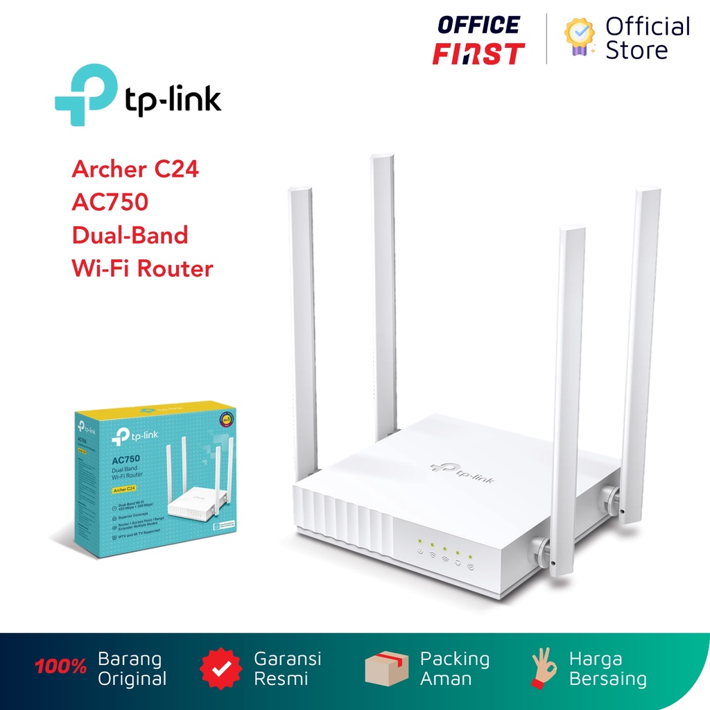 TP Link Archer C24 AC750 Dual Band WiFi Router Wireless TP-Link